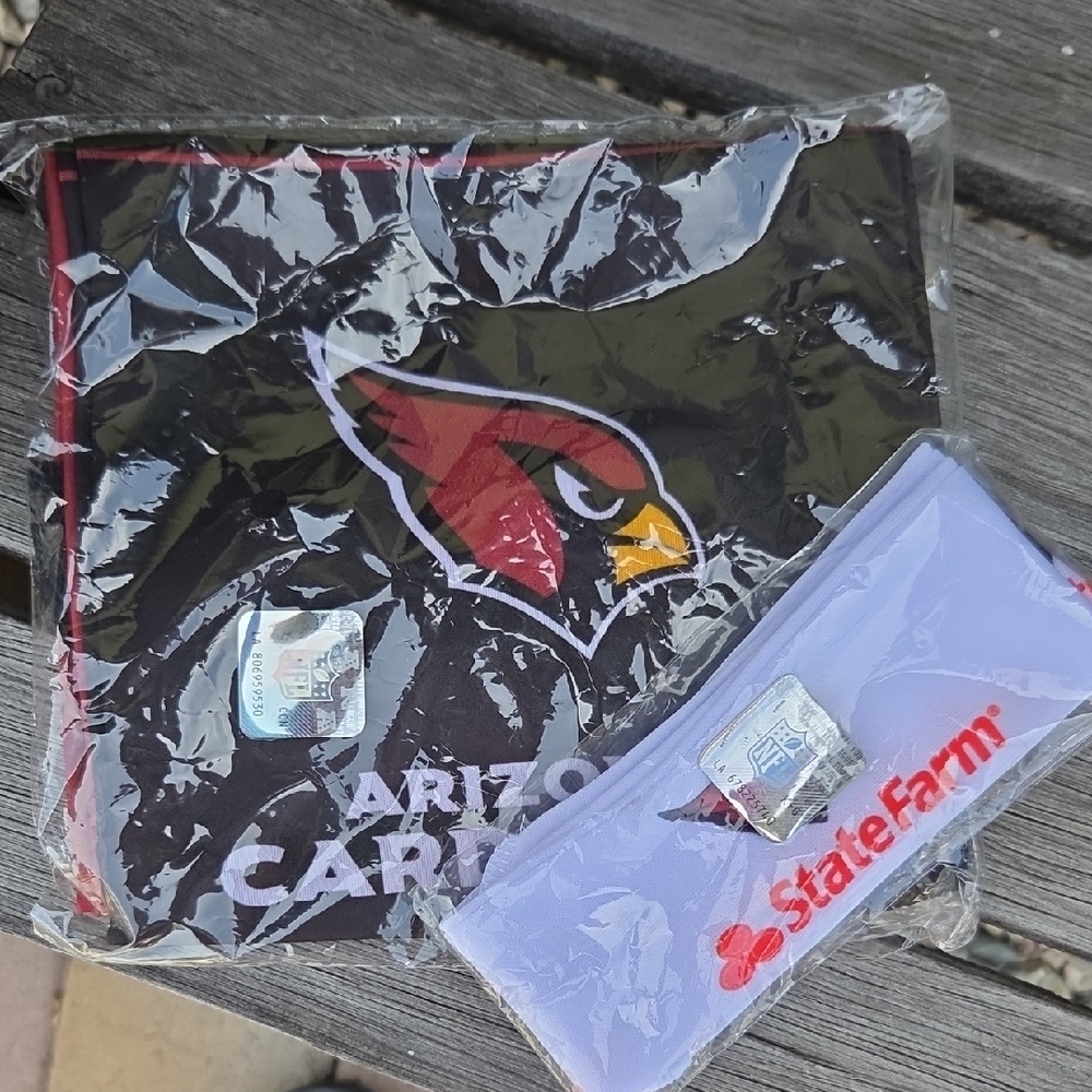 Arizona Cardinals Black Logo Scarf + State Farm Cardinals White Logo Headband